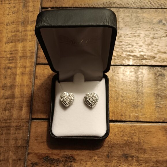 Effy Jewelry - New Effy® 1/10 ct. t.w. Diamond Heart Earrings in Sterling Silver